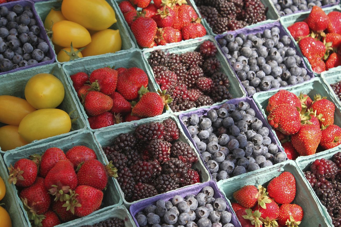 Free berries at farmer's market image, public domain fruit CC0 photo.